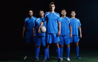 How many soccer players on the field?