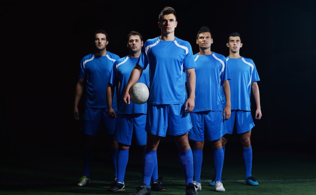 How many soccer players on the field?